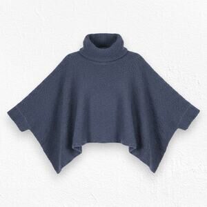 Romeo & Juliet Navy Boucle Chenille Turtleneck Poncho Cape Sweater Size Medium